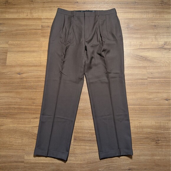 VTG Polo Ralph Lauren Virgin Wool Pants Mens 36x30 Made in Italy Pleated Cuffed - Picture 1 of 12